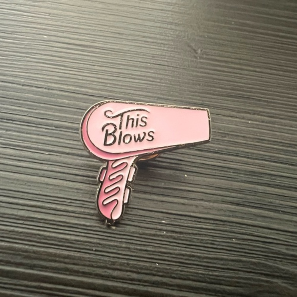 Pink Hair Dryer Enamel Pin
